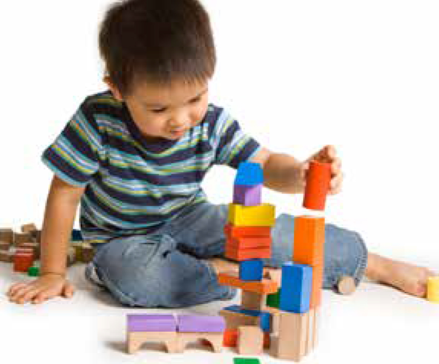 child playing with blocks