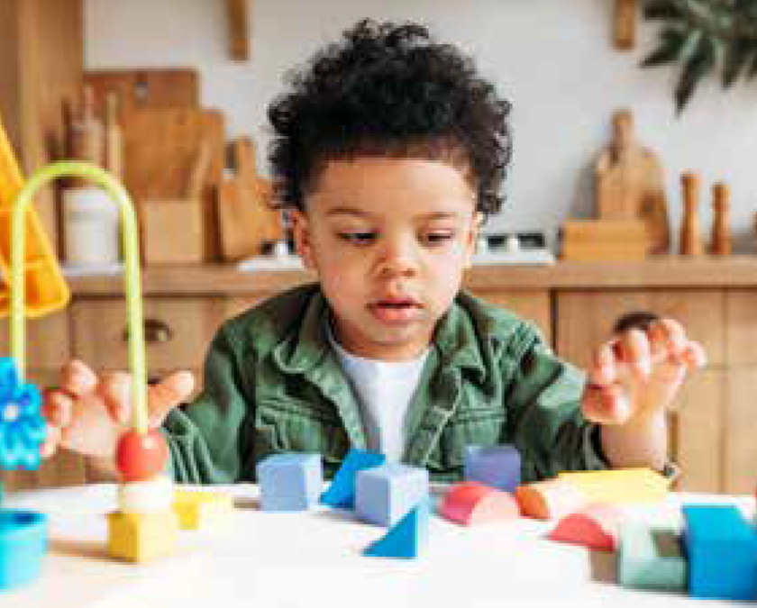 child playing with blocks